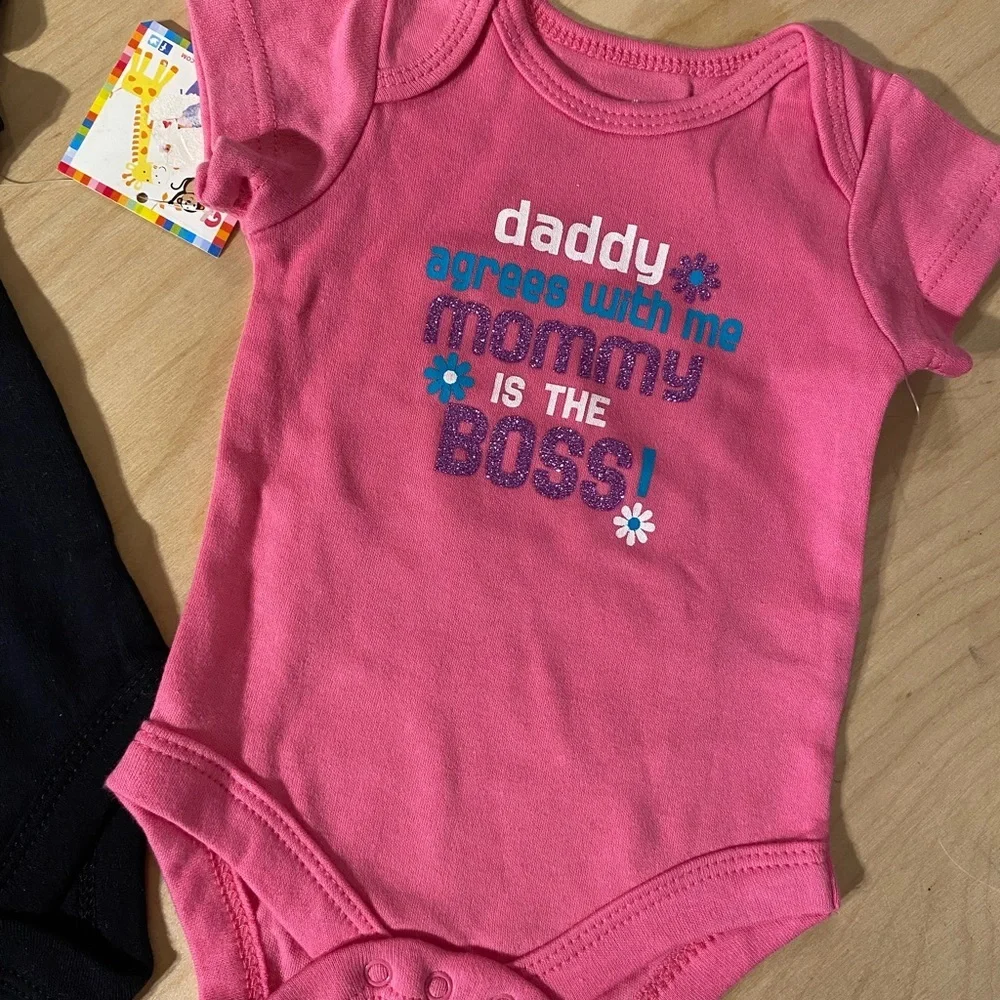 5 Garanimals Baby Bodysuits - Navy, Black, Pink, White Newborn (OQ)